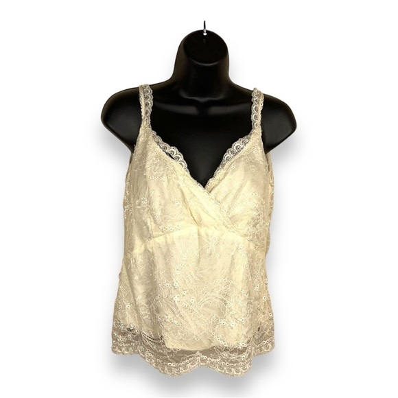 SMALL JUANA CECILIA IVORY WHITE BEADED SLEEVELESS TOP LACE SILK BOUTIQUE - Picture 1 of 10